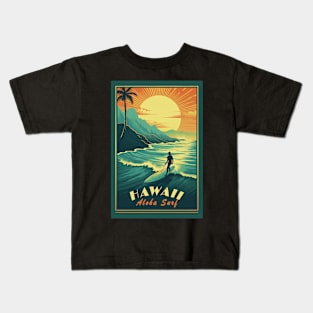 Hawaii Vintage Retro Travel Poster Kids T-Shirt